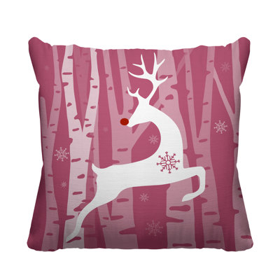 Reindeer Indoor/Outdoor Throw Pillow