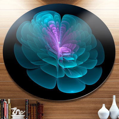 «Abstract Blue Floral Fractal Context», reproduction d'impression sur métal