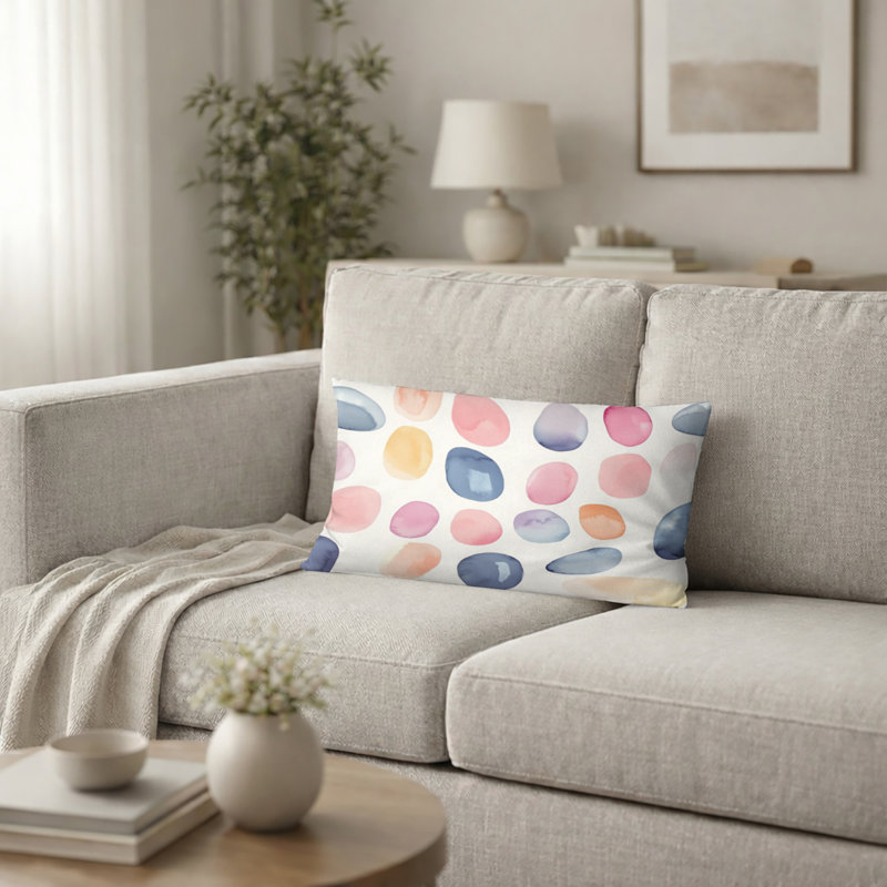 Coussin décoratif à motifs géométriques - formes géométriques rouges Jellybean, H 12 po x l 20 po