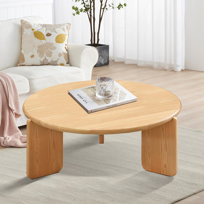 Solid Wood Round Coffee Table, Natural