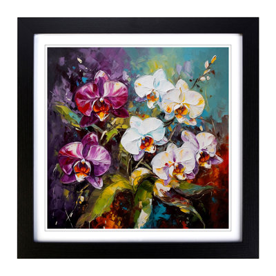 Orchid Flower Palette Knife Painting No.8 - Framed Print