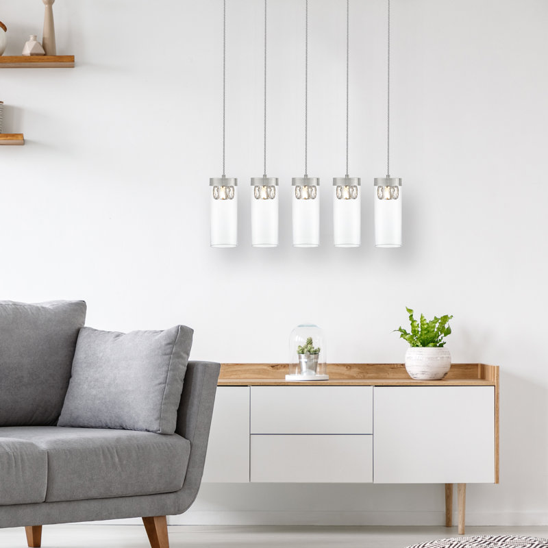 Alleras 5 - Light Kitchen Island Pendant, Satin Nickel