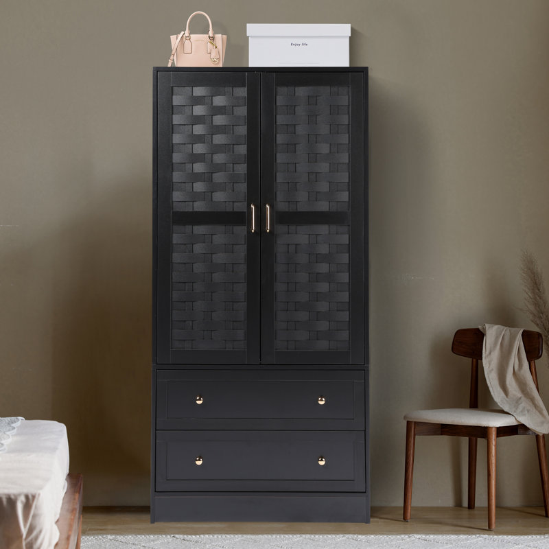 Armoire en bois manufacturé Romond, Noir