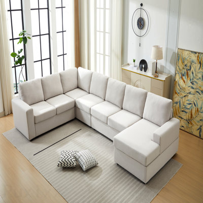 Large - Scale L - Shaped Modular Sofa Set With Detachable Components, Comfortable Upholstery And Decorative Throws For Contemporary Home Interiors