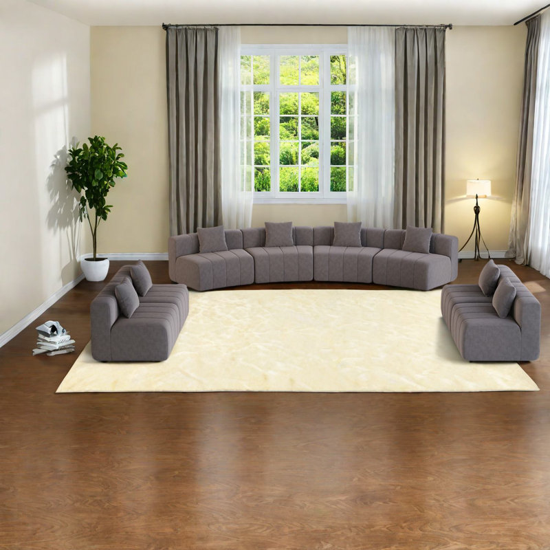 Elegant Grey Chenille Sectionals Sofa, Modern Modular Design For Home