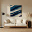 Art mural horizontal horizontal rayé bleu marine en métal ivoire-1254195902