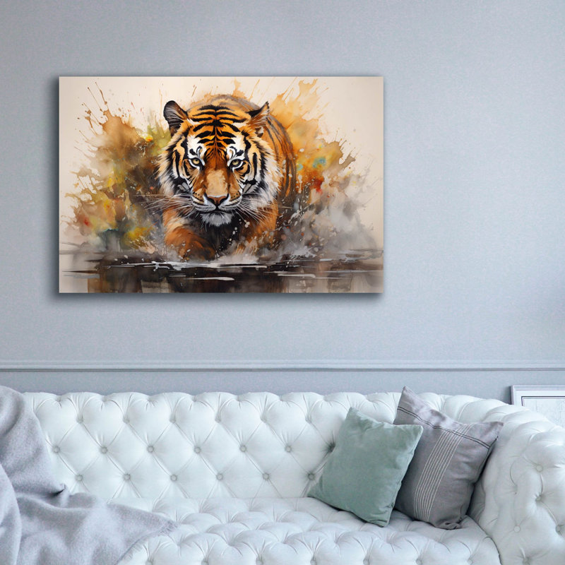 «Epic Graffiti», «Wild Life Of Predators In Watercolor 3» par Momart, art mural sur toile, H 40 po x l 60 po x P 1,5 po