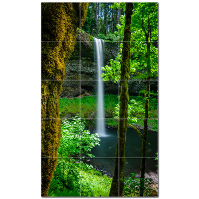 Murale en céramique satinée 4,25 po x 4,25 po Waterfalls Photo