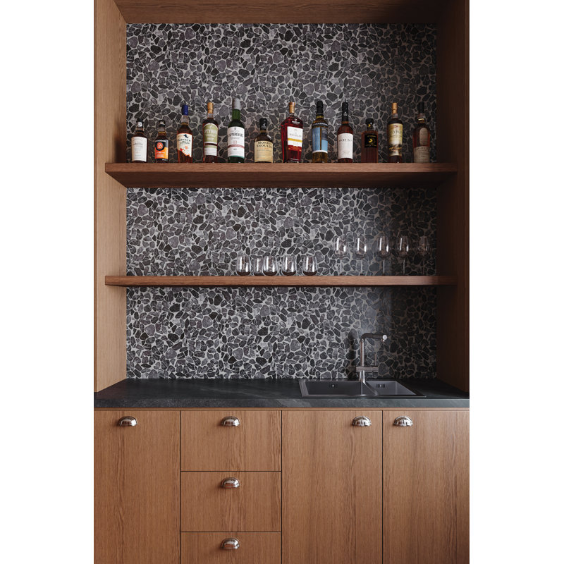Waterbrook 12" x 12" Medium Sliced Pebble Mosaic Tile in Rosso Levanto