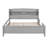 Solid Pine Platform Bed with Storage Headboard and Safety Guardrails, Wood Bed Frame with LED Light and Shelves, Sturdy Wood Slat Support, No Box Spring Needed, Antique Gray, Full-118683887-118683884