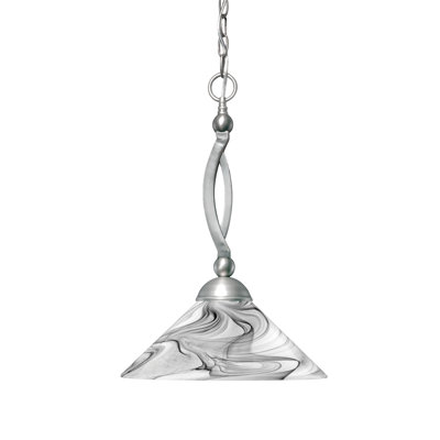 Luminaire suspendu à chaîne Patterson, fini nickel brossé avec verre tourbillon onyx 16 po