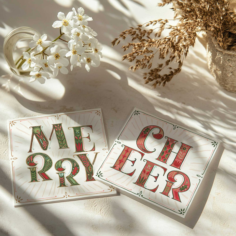 Merry Bright, ensemble de 2 reproductions d'art, 16 po x 16 po, Sans cadre