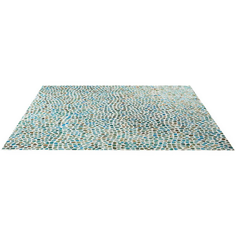 Komorebi Pebble Mineral Ice Gray Polished Glass Mosaic Tile, Juneau Spring