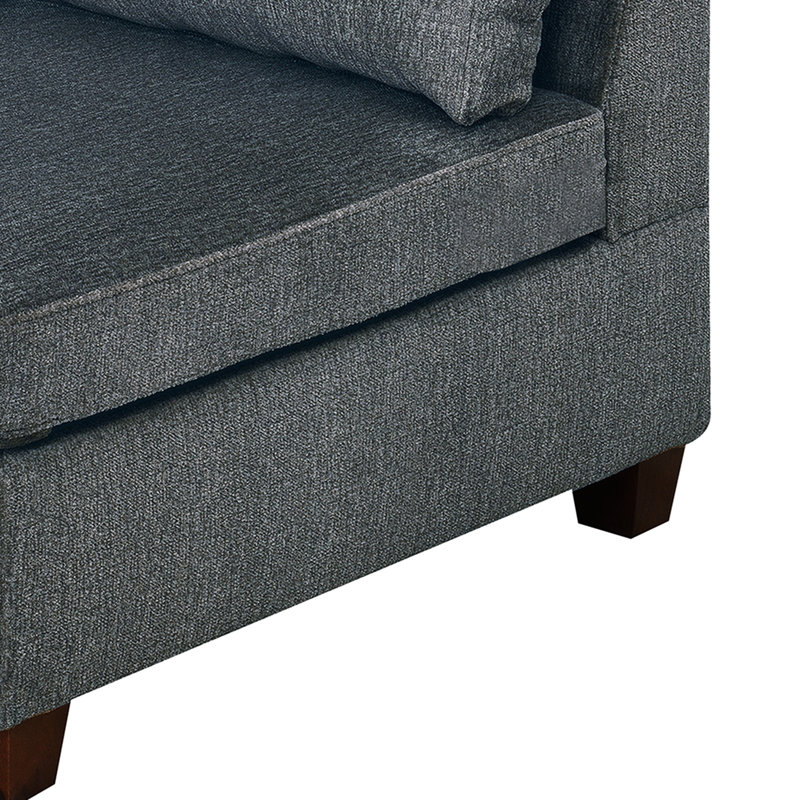 Modulaire - 3 pièces en gris: Fauteuil d'angle en tissu de chenille et avec cadre en bois gris: Fascinant