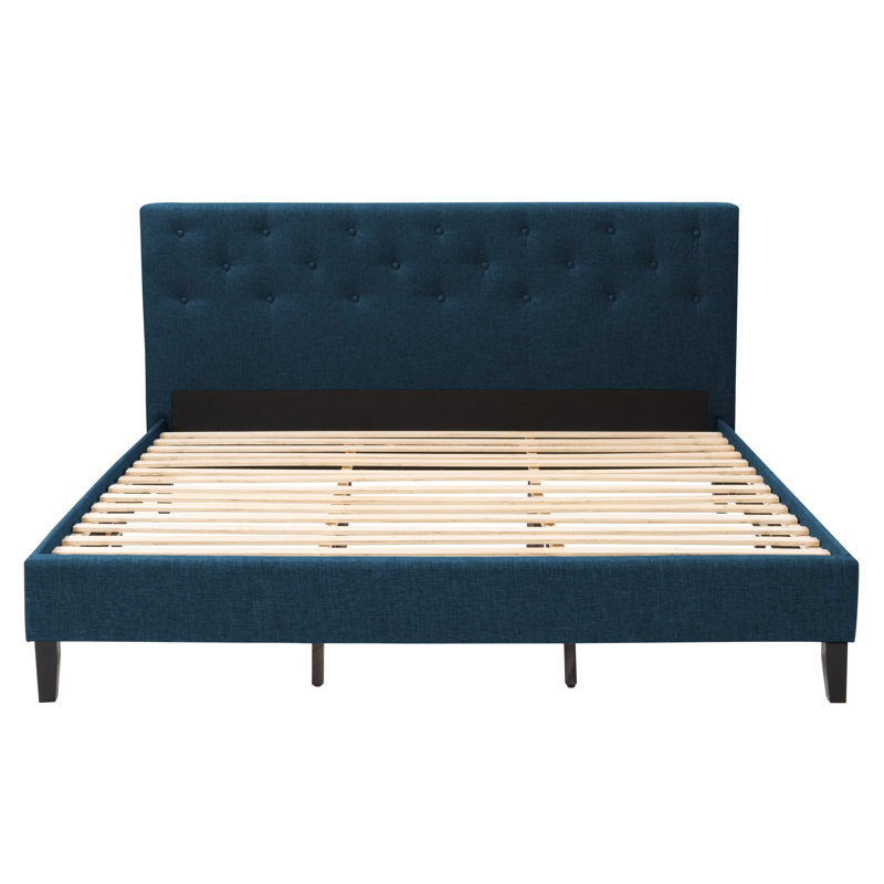 Achilles Upholstered Platform Bed, Ocean Blue, King