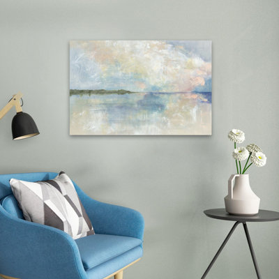 «Spring Clouds I Abstract Coastal Shells & Coral», peinture d'art contemporain