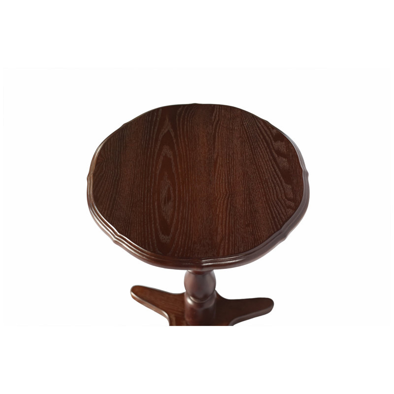 Table de bout à piédestal rond en noyer brun, petite table d'appoint de 15,75 po pour le salon