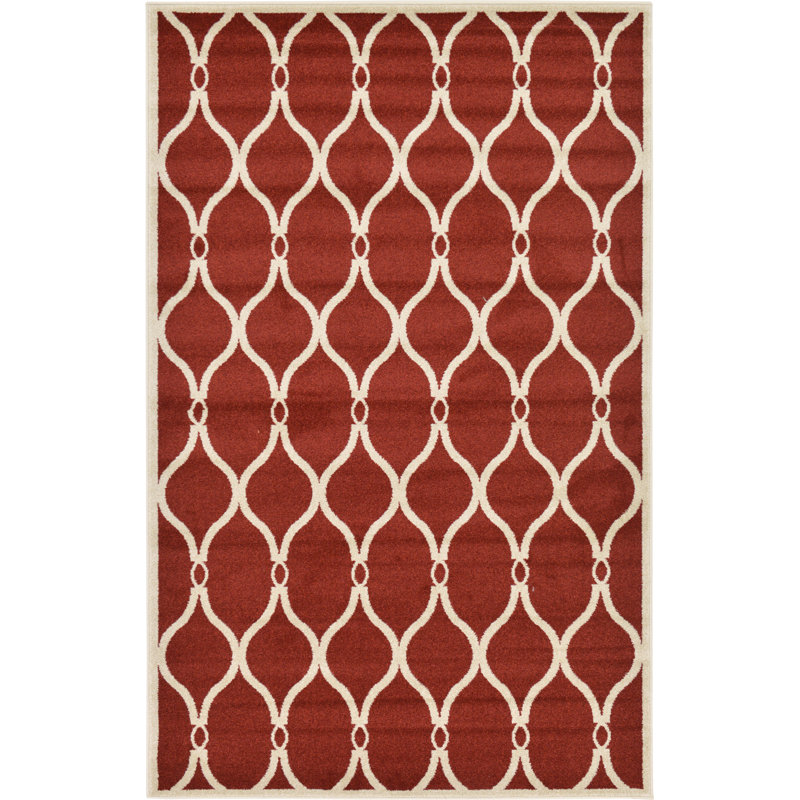 Tapis à motif géométrique rouge Molly, Rectangle 5 pi 1 po x 8 pi