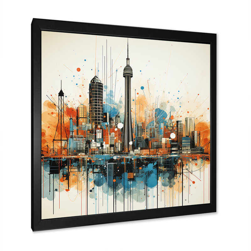 Paysage urbain d'Atlanta, coucher de soleil III - Art mural d'Atlanta, Cadre photo noir, H 16 po x l 16 po x P 1 po
