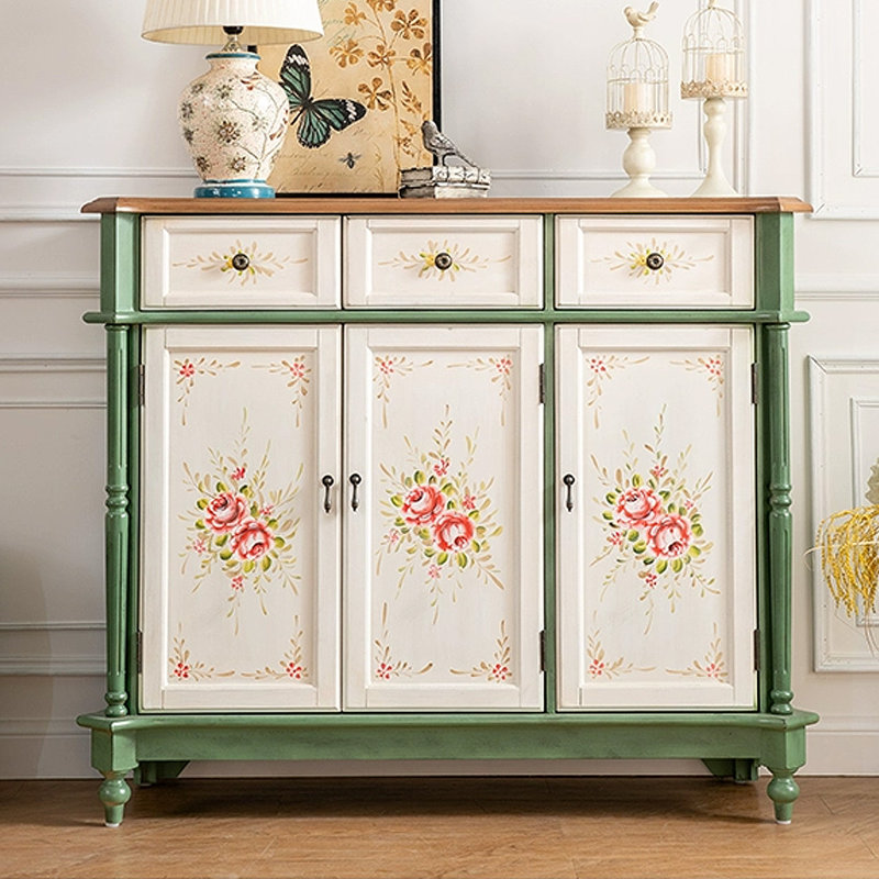 Banc de rangement pour chaussures en bois manufacturé brun + vert + blanc massif