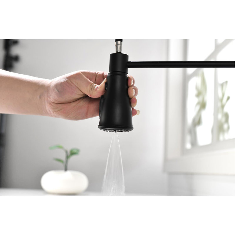 Robinet de cuisine tactile avec douchette rétractable - Acier inoxydable noir mat, 3 réglages de débit d'eau, buse rotative à 360 °, température et contrôle simples, robinet en acier à capteur activé, modes de sortie rotatifs,