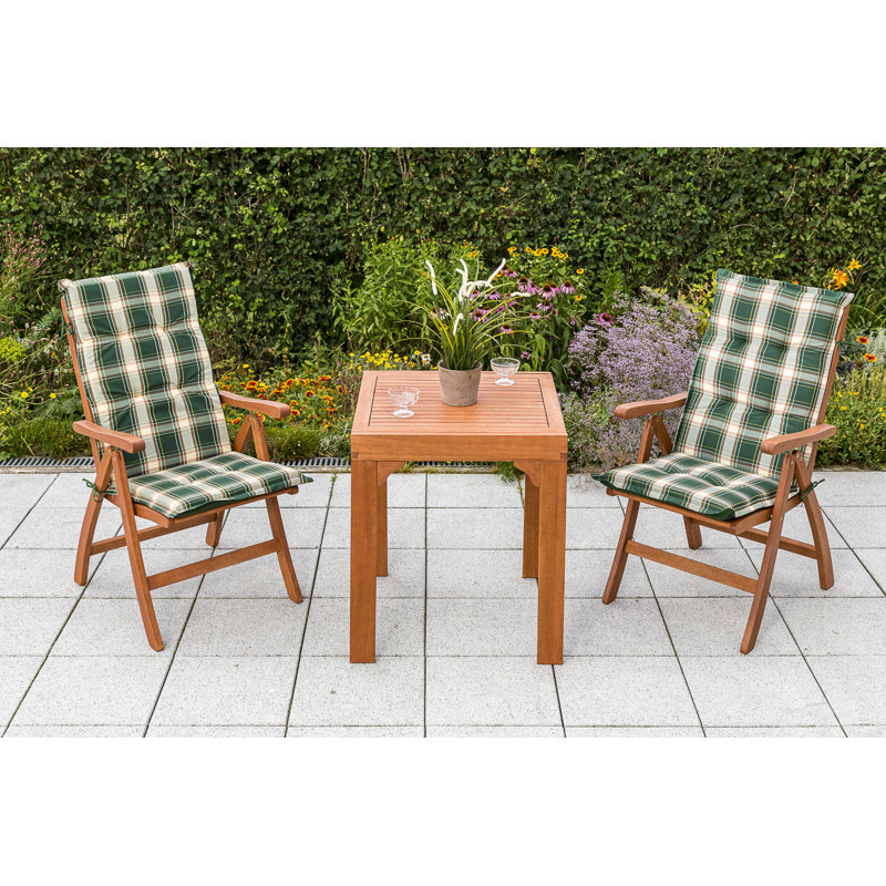 Colletti 2 - Person Wood Patio Dining Set with Rectangular Table , Cushions Included