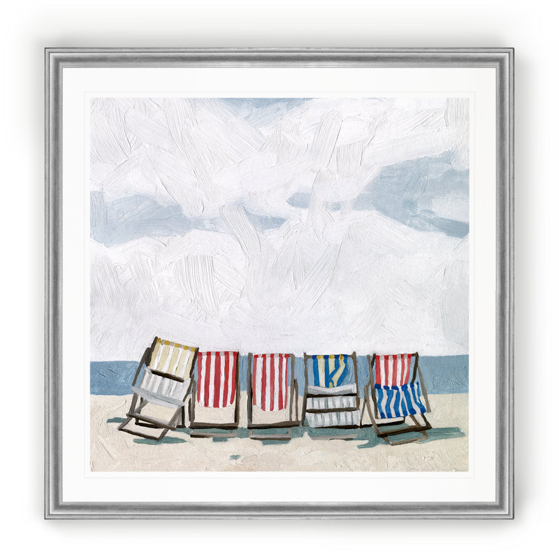 « beach trip i »-reproduction d’art sur toile, Cadre argenté, H 17,5 po x l 17,5 po x P 1,5 po