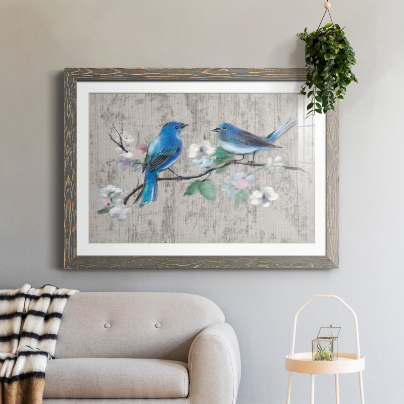 Chant du printemps II - peinture encadrée, H 31,5 po x l 23,5 po x P 1,5 po, Papier avec cadre gris