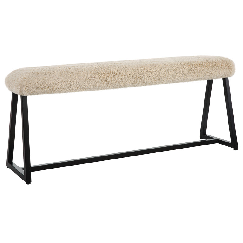 Taupo Beige Polyester Upholstered Entryway Bench