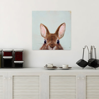 Peek A Boo Contemporary Rabbit Wildlife Forest Art