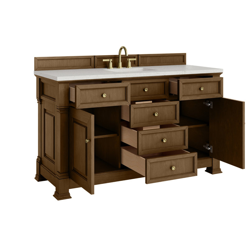 Brookfield Single Vanity, Widespread, Honey Oak, Lime Delight