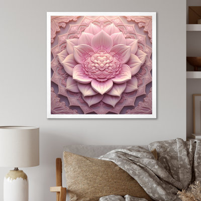 Delicate Pink Lotus Mandala I - Boho Mandala Canvas Wall Art