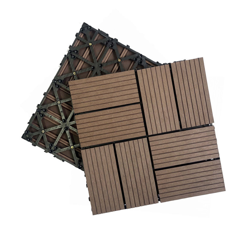 Ensemble de tuiles de terrasse en bois et en plastique composite de 20 pièces, Espresso