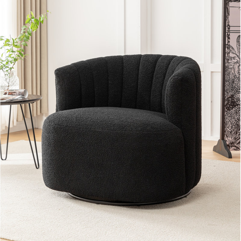 Fauteuil demi-tonneau pivotant rembourré Musaab, Noir