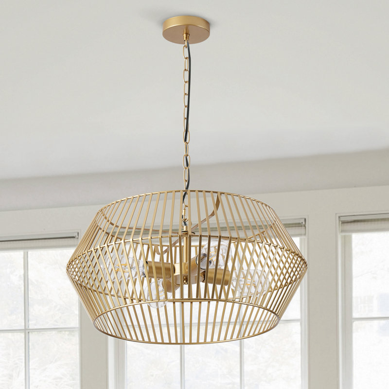 Dastina 4-Light 22.24 inch Oversize Gold Unique Caged Design Pendant Light Fixtures