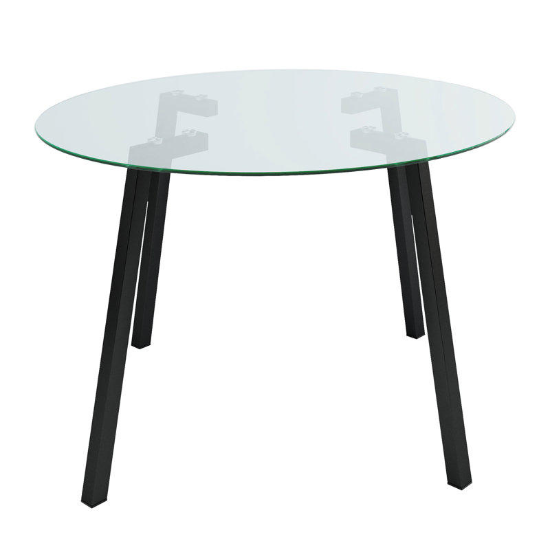 Table ronde en verre de 47,2 po avec pieds en métal noir - Redéfinissez votre expérience culinaire, cette table moderne de 47,2 po offre un choix pratique