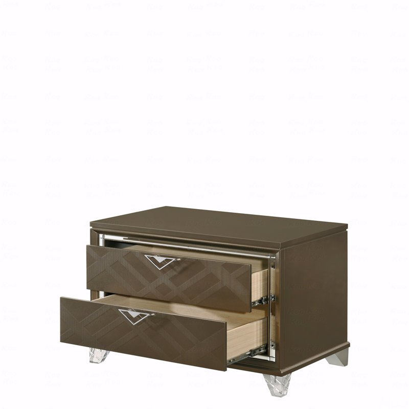 Table de chevet finition champagne foncé