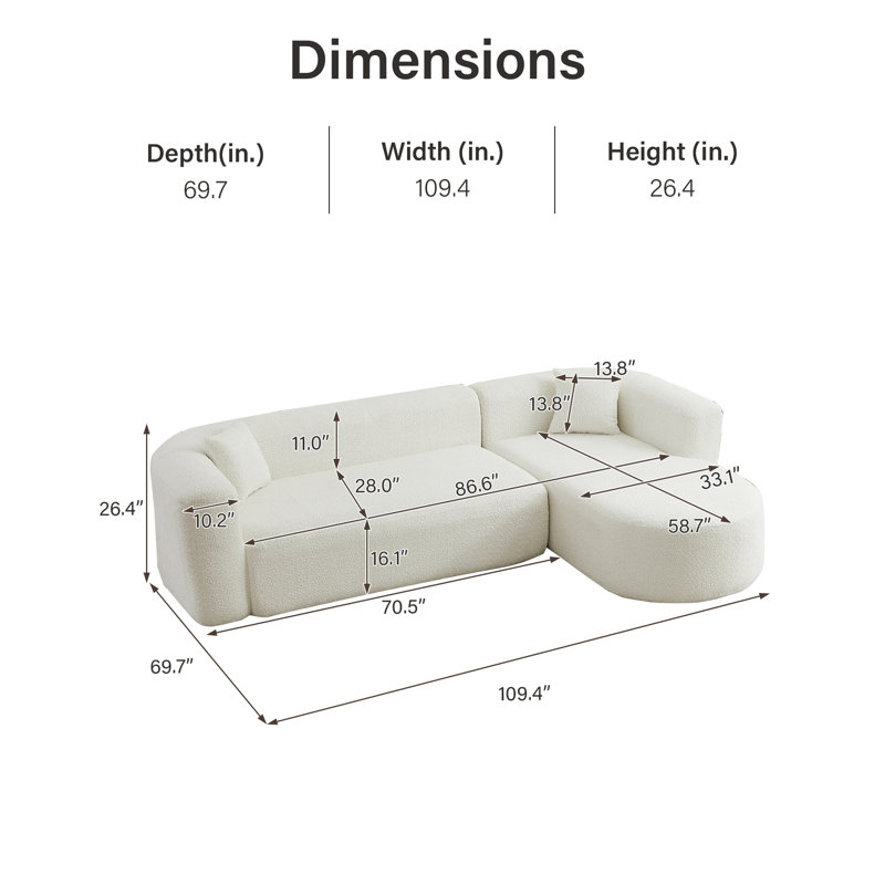 Canapé modulaire Modern, Chenille beige, Orienté à droite