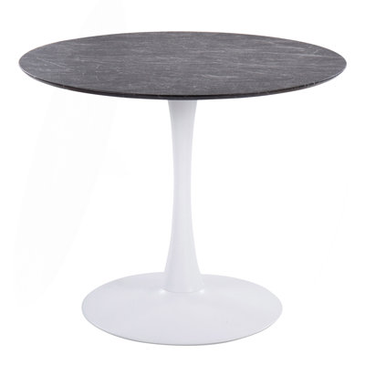 Table Pebble Modern avec base en métal et plateau en placage de marbre noir