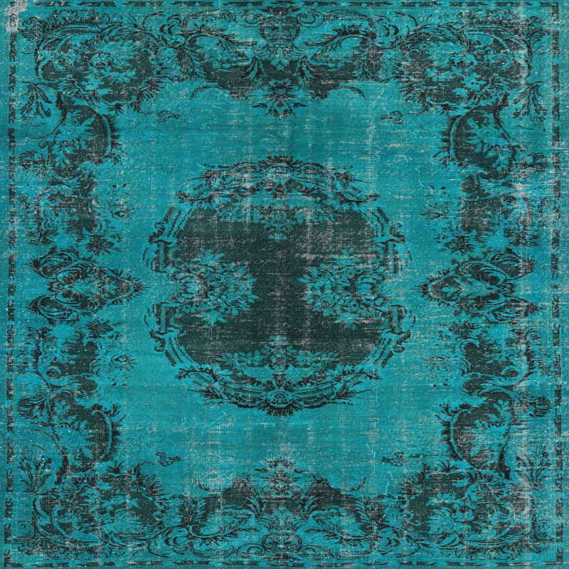 Tapis oriental multicolore tissé à la machine Oriental, Carré 5 pi