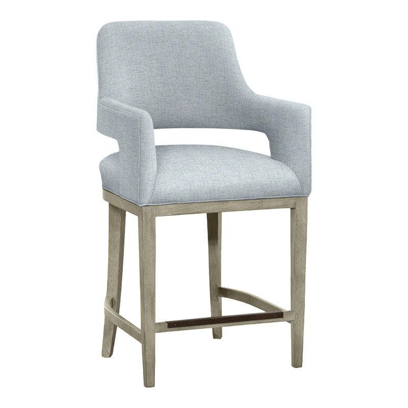 Tabouret de bar et de comptoir Josie, Amande chamois, Périglé doux au toucher céruléen