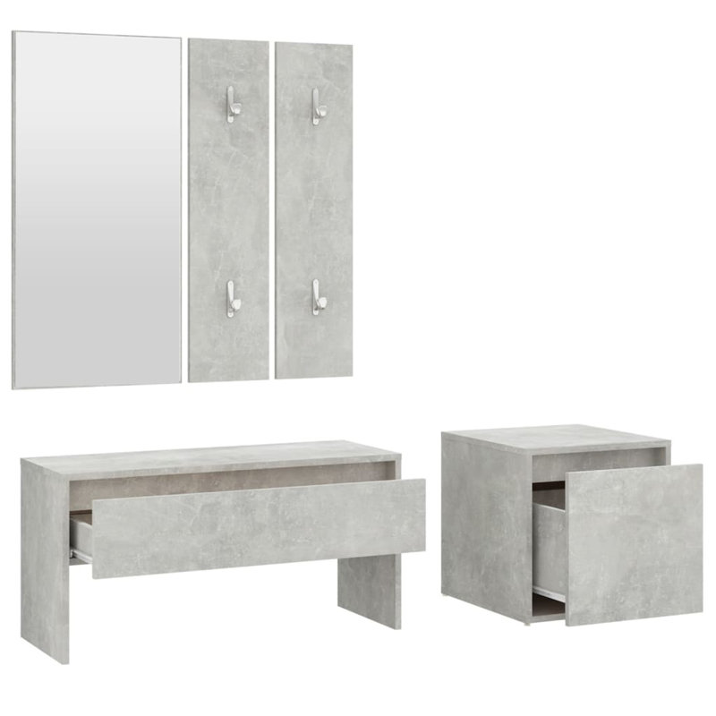 Jojuan vidaXL Hallway Furniture Set Engineered Wood, Concrete Grey