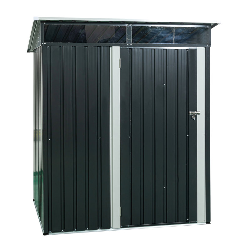 Black 5Ft X 3Ft Outdoor Metal Storage Shed - Transparent Panel, Galvanized Steel Frame For Stability, Hinged Door, Easy Assembly Process, Insect Panels With Plate Construction, Assembly,
