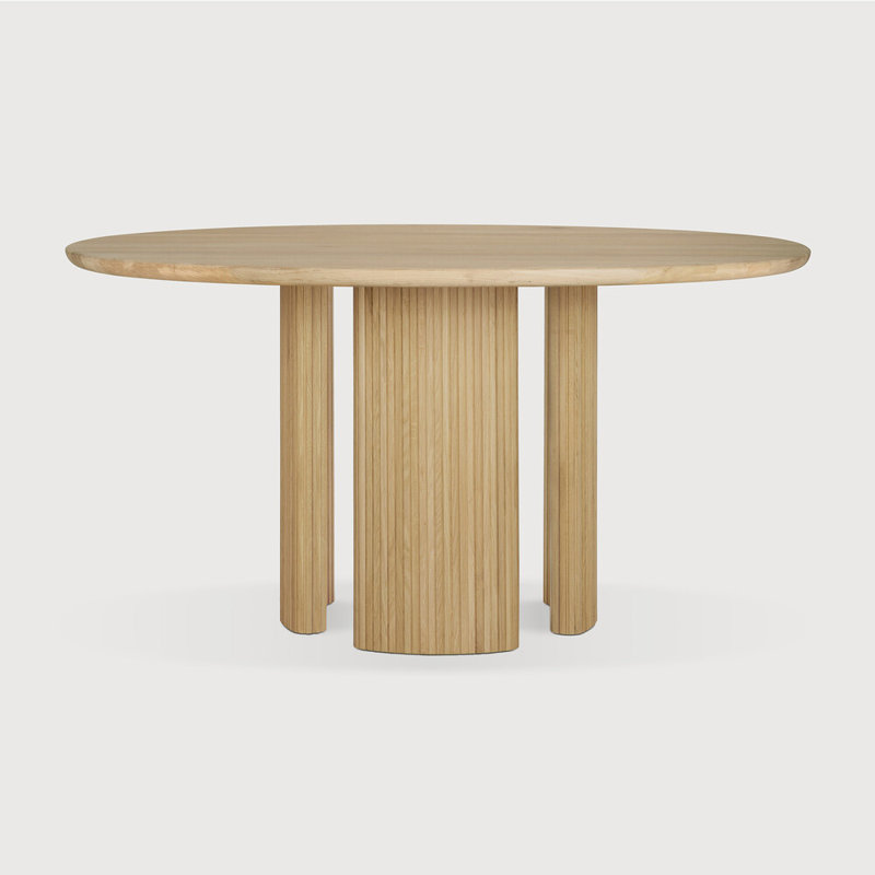 Roller Max Round Solid Wood Dining Table, Natural