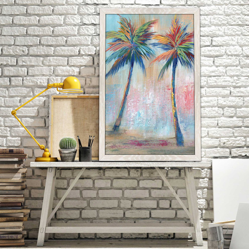 Color Pop Palms I par - Peinture, Cadre crème délavé, H 49,5 po x l 33,5 po x P 1 po