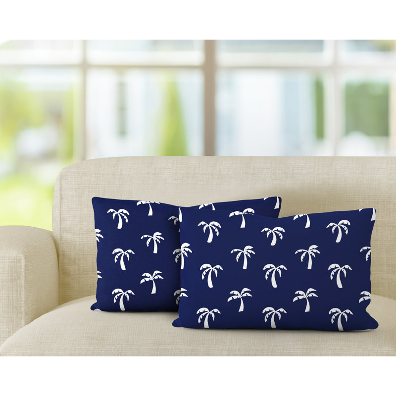 Polyester / Mélange de polyester Housse de coussin rectangulaire intérieure / extérieure lombaire et insert, Bleu marine