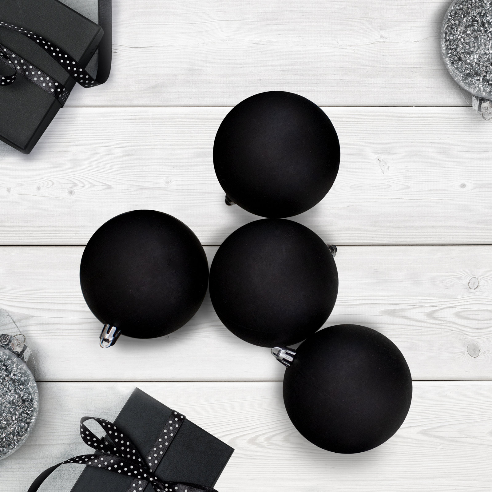 Shatterproof Matte Christmas Ball Ornaments, Black
