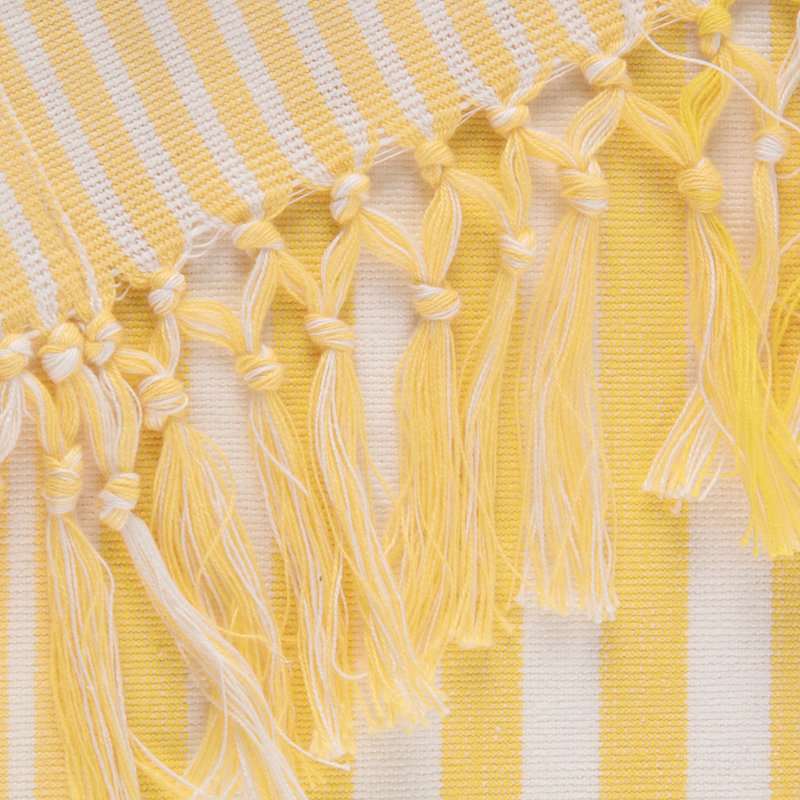Striped 100% Cotton Table Runner, Yellow