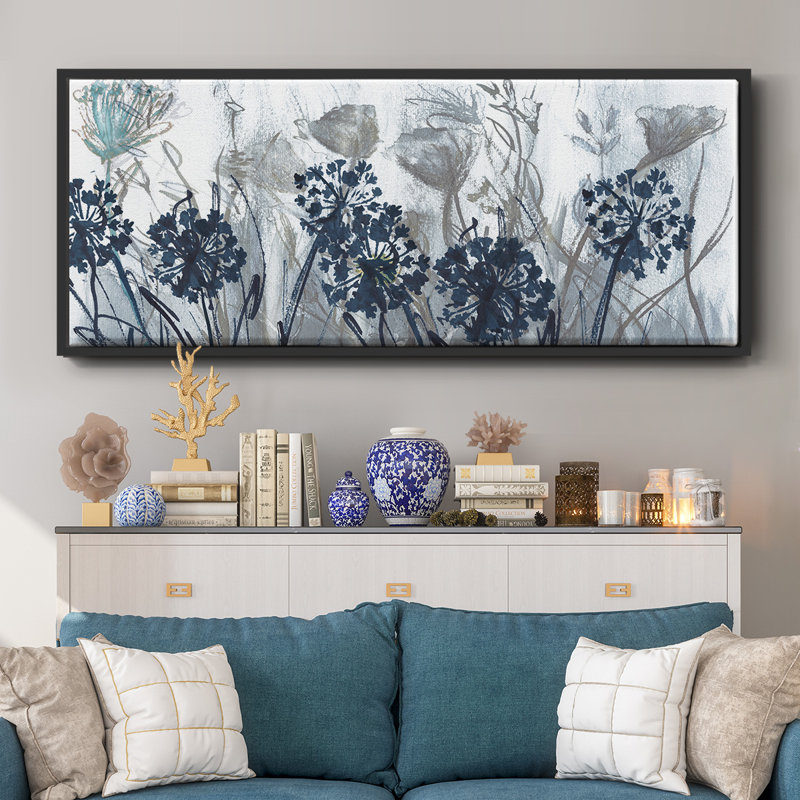 Indigo Field- Framed Canvas