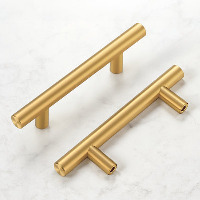 Stainless Steel Cabinet Handle Pull – 5 Inch, Modern T-Bar Design, Brushed Finish, 3 Inch Hole Center